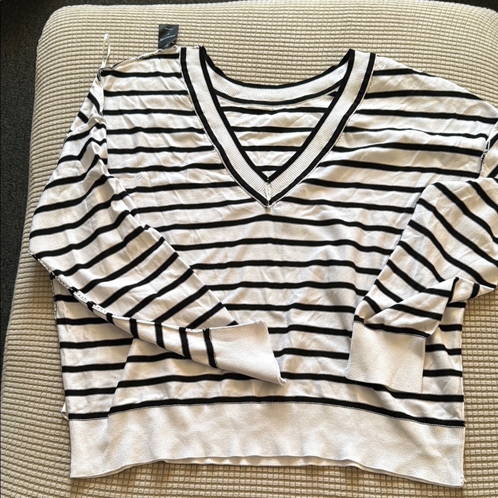 Striped V-Neck Sweater never worn. Tag removed